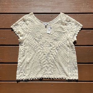 Express lace & embroidered shirt, size small. Brand new with tag!